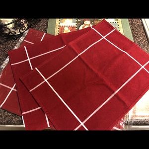 Pampered Chef Placemats - Burgundy Red & White